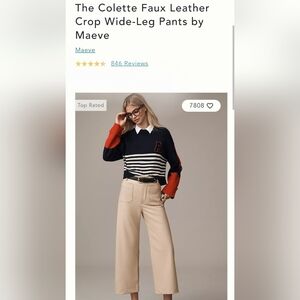 Maeve Cream Faux Leather Wide-Leg Trousers